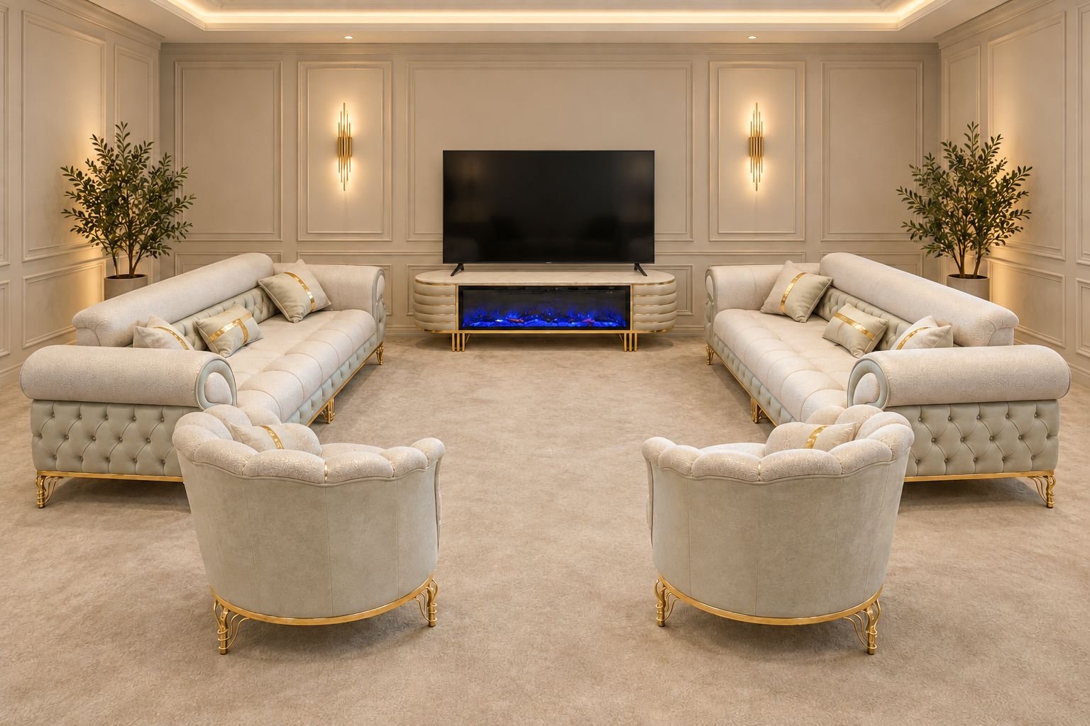 Grey Turkish sofa set at the Home Centre Green showroom in Hamilton