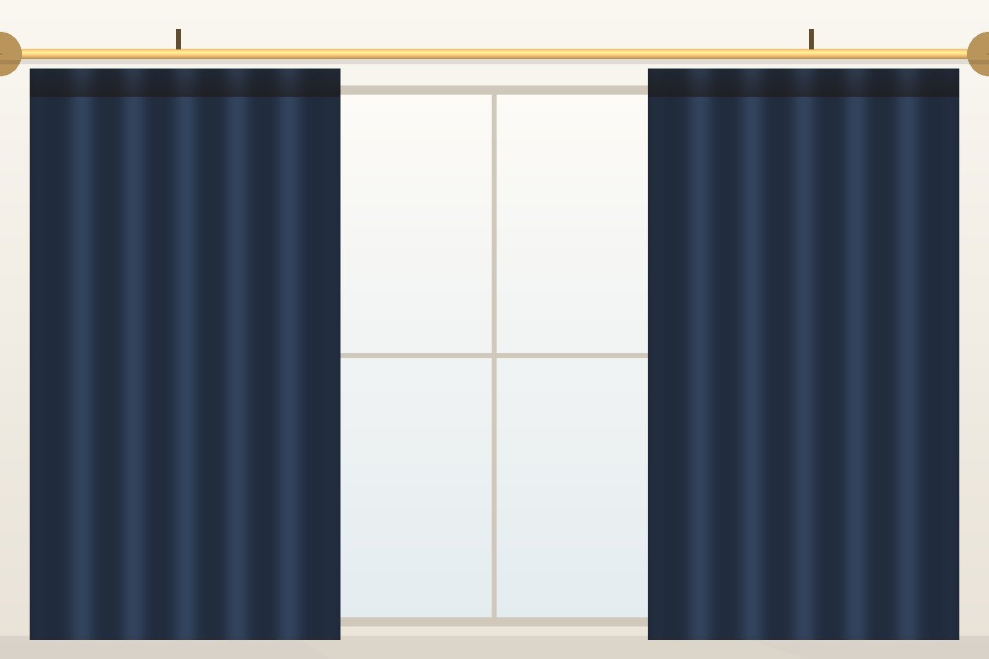 Navy thermal blackout curtains in a bedroom - Hamilton